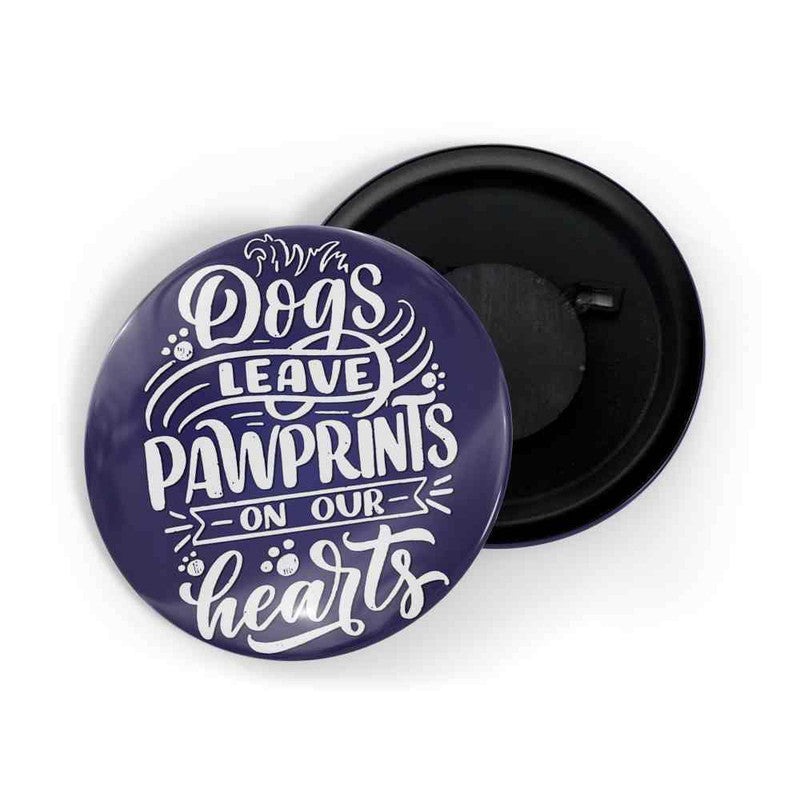 dhcrafts Orange color Round Fridge Magnet Dog Leave Pawprint On Our Hearts D2 Glossy Finish Design Pack of 1